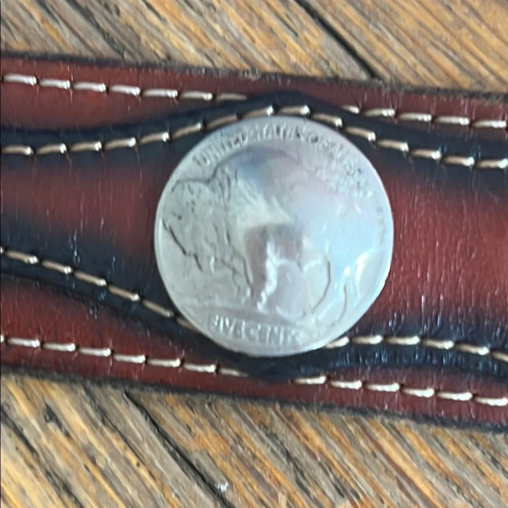 Vintage Braided Leather Buffalo Nickel Belt SMALL